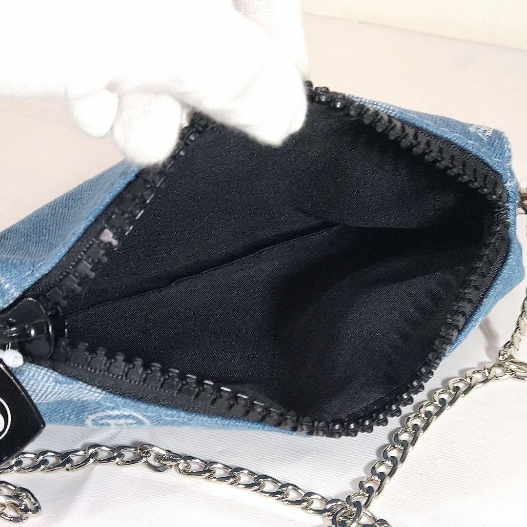CHANEL デニム ポーチ ショルダー シルバー チェーン シャネル