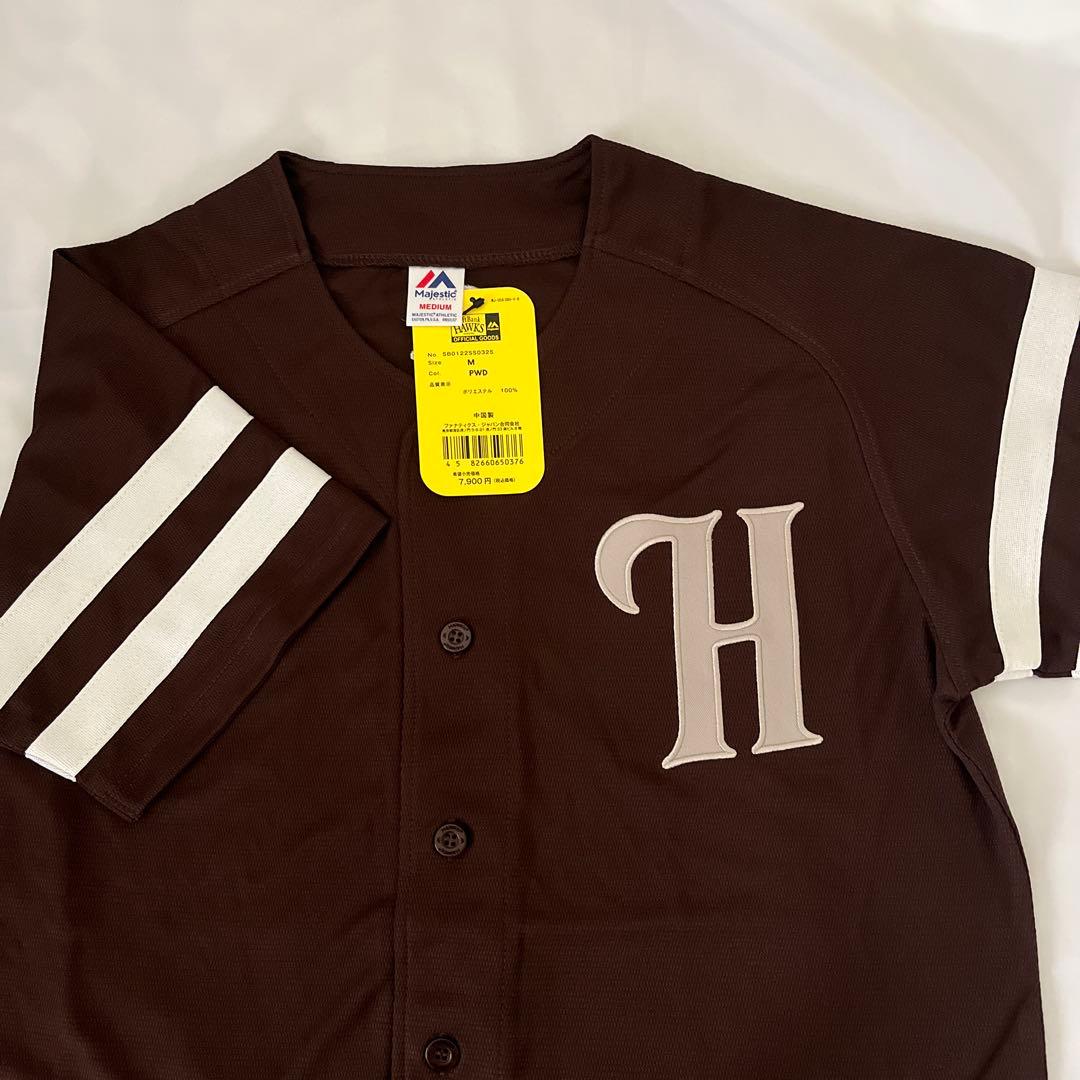 ★新品 ホークス ベースボールシャツ M ［カラーブラウン］