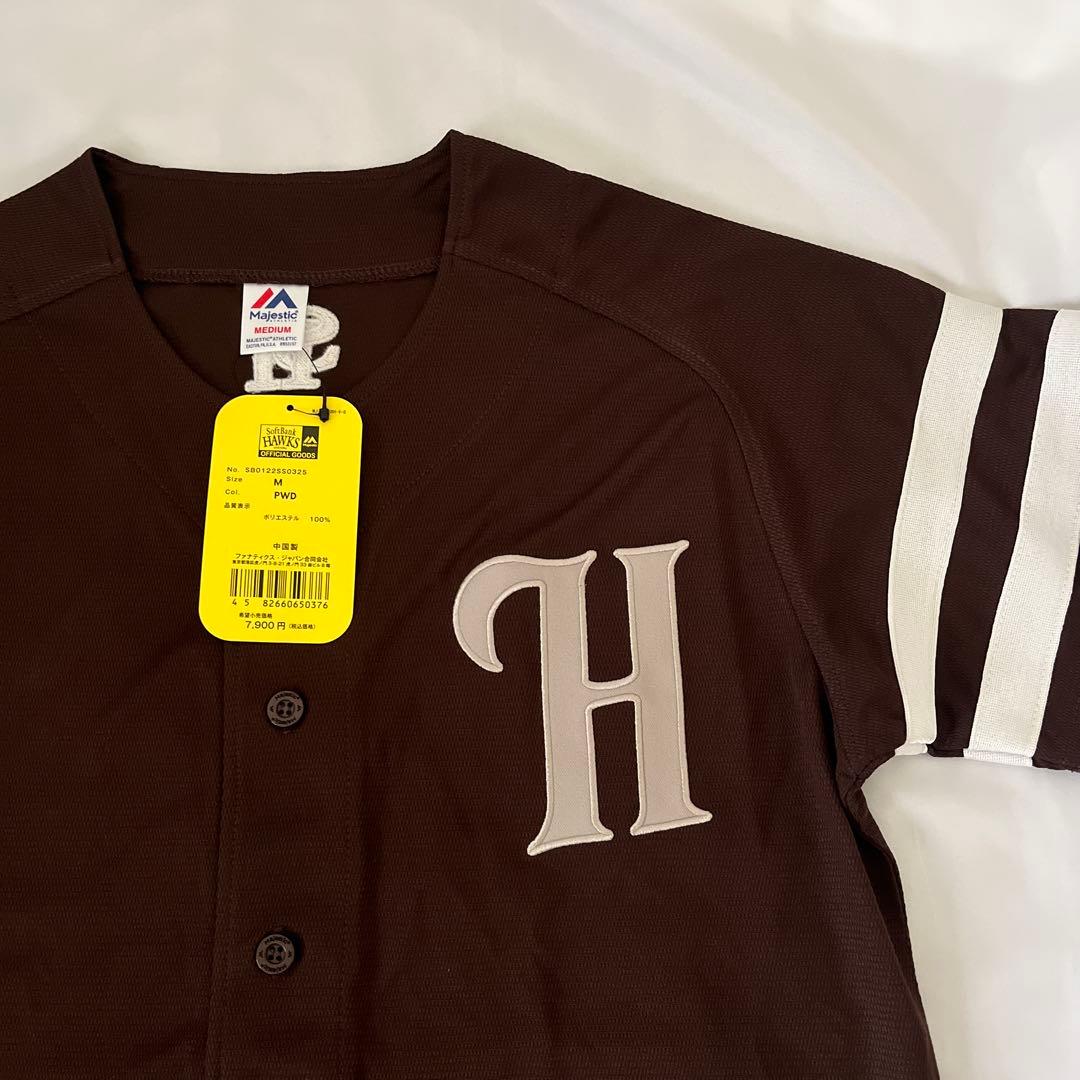 ★新品 ホークス ベースボールシャツ M ［カラーブラウン］