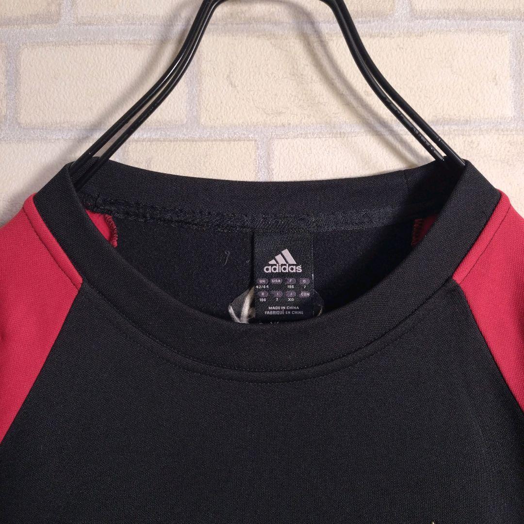 アディダス★00s ACミラン 刺繍ロゴ ピステ ゲームシャツ ロンT 黒 XL