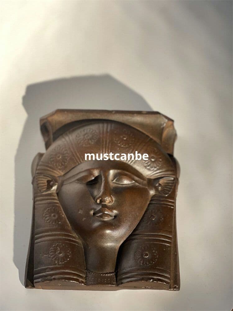 石像 古代エジプト神話ハトー(Hathor)顔 置物 寝室居間玄関机装飾品工芸品