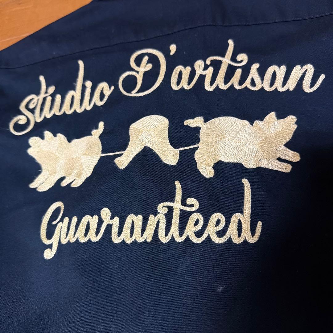 Studio D'artisan 刺繍ウェア ネイビー ボーリングシャツ