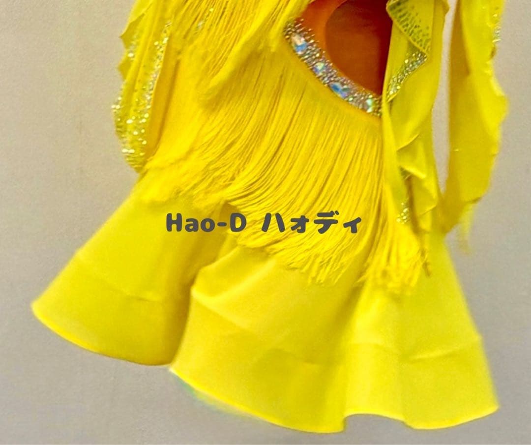 新品同様★ドレス★ラテン★競技会★蛍光イェロー★社交ダンス