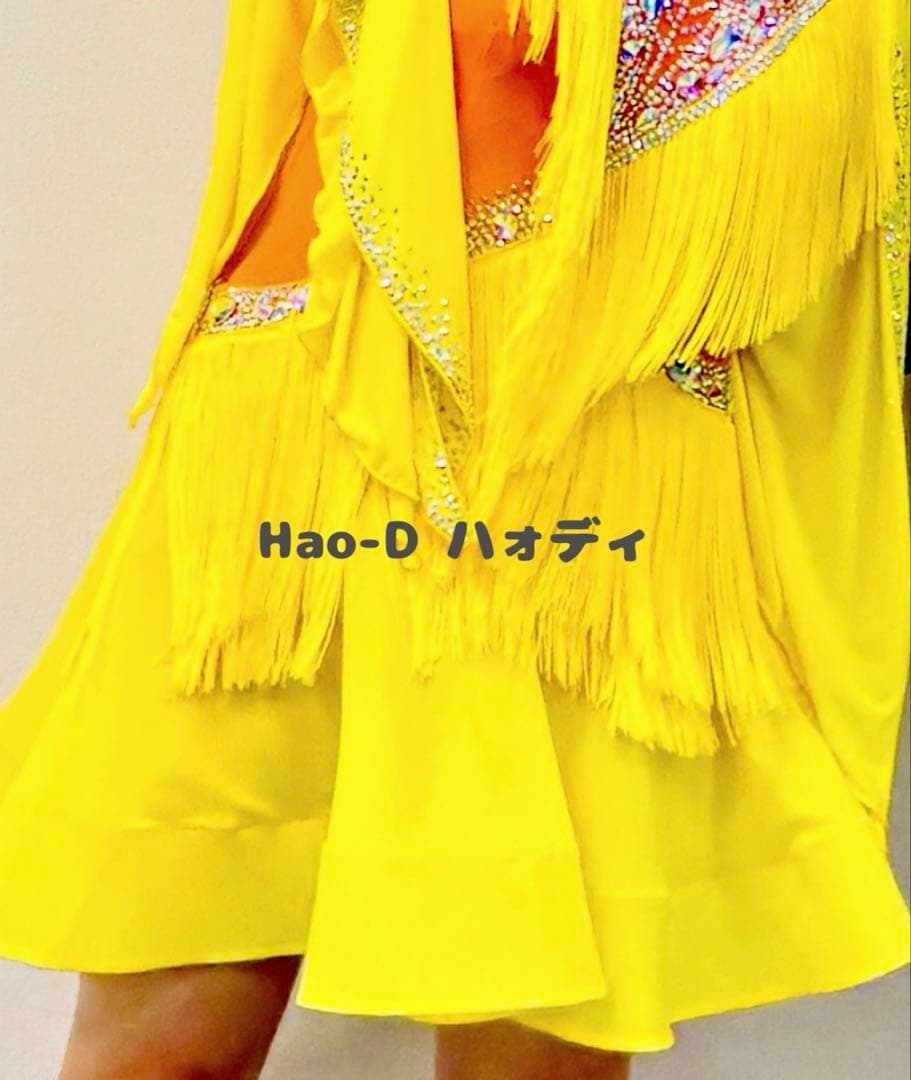 新品同様★ドレス★ラテン★競技会★蛍光イェロー★社交ダンス