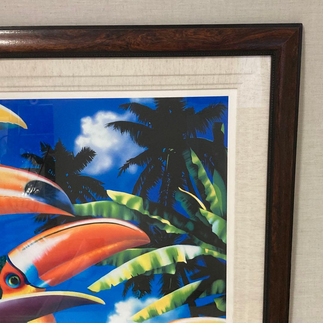 ベッペ・スパダチーニ 額装 アート 大型 オオハシ 鳥 トロピカル レトロ