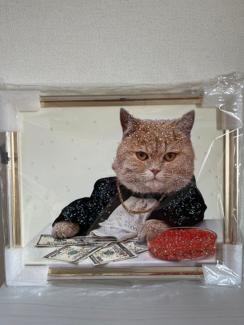 クリスタルアート　ピクチャー　水晶絵　猫