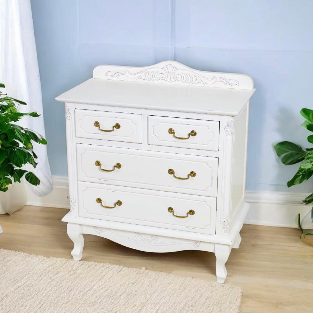 C 新品 チェスト 75cm 白 タンス 衣類収納 リビング収納 ホワイト