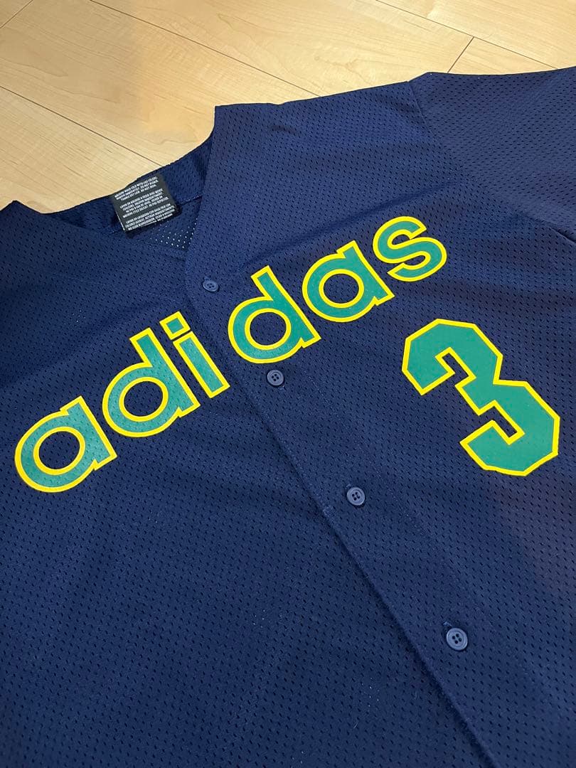 ビンテージ adidas メッシュベースボールシャツ アメリカ製 -M-