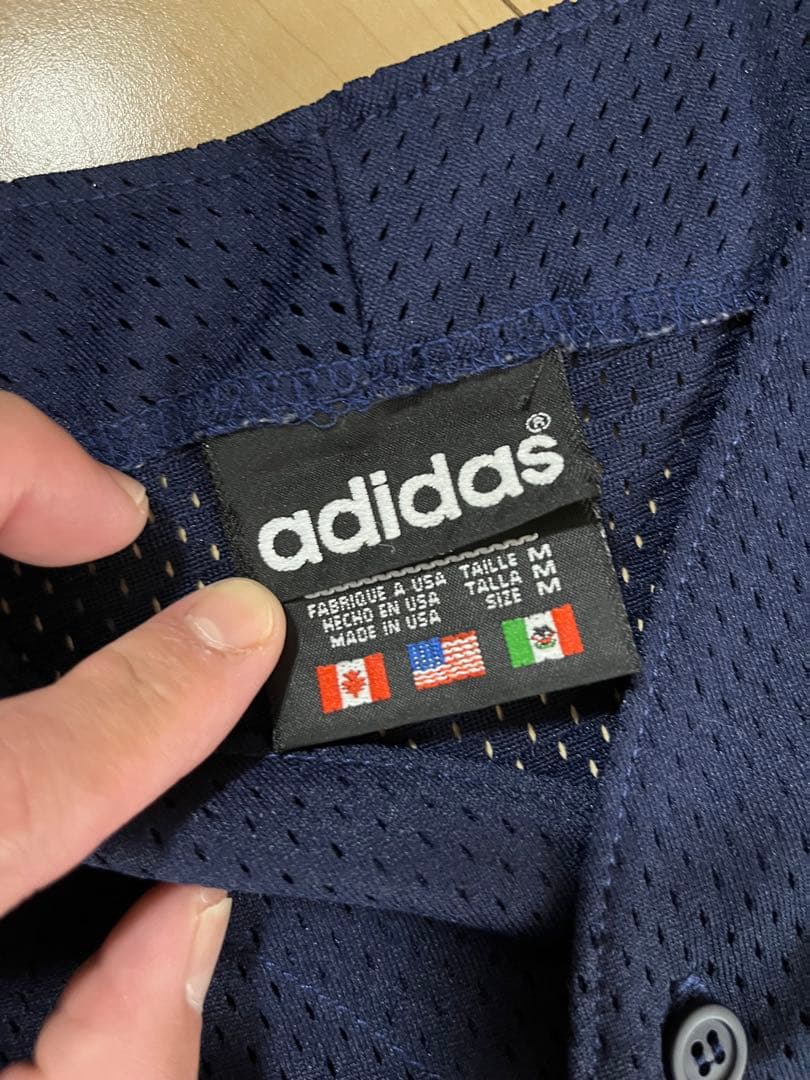 ビンテージ adidas メッシュベースボールシャツ アメリカ製 -M-