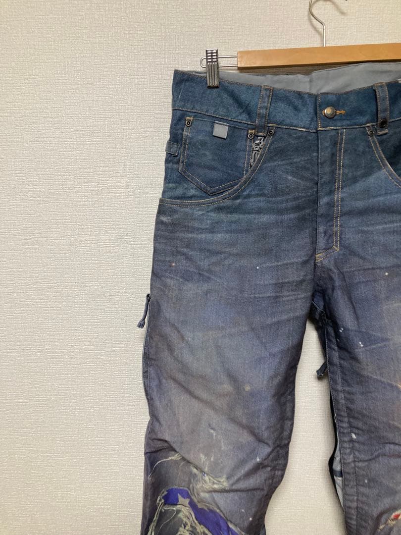 686 55 diesel コラボ　ダメージ加工　スノーボードパンツ　デニム