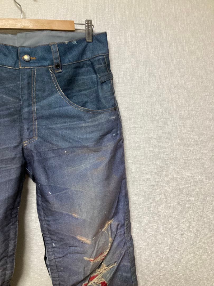 686 55 diesel コラボ　ダメージ加工　スノーボードパンツ　デニム