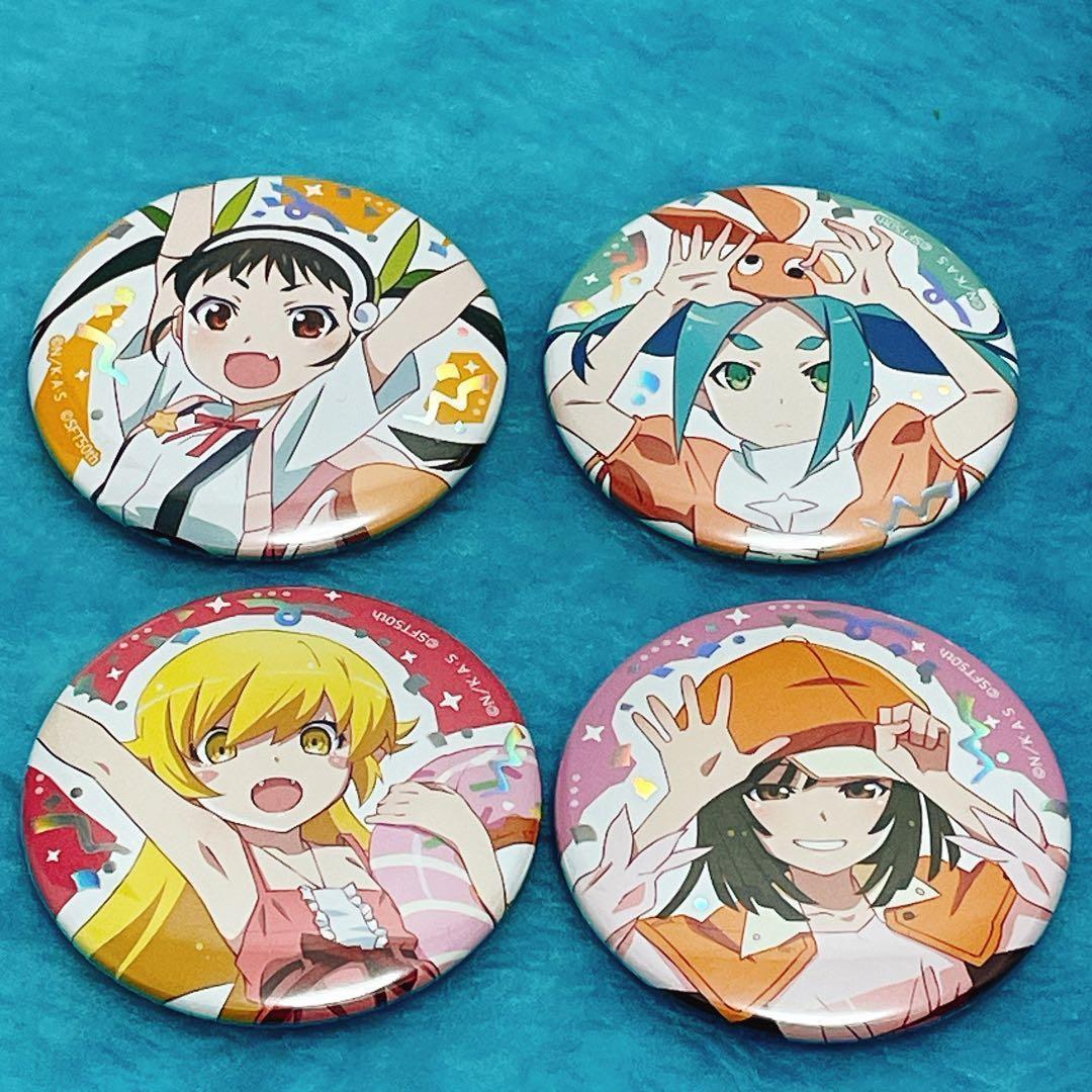 限定】シャフト50周年展 物語シリーズ 忍/真宵/余接 缶バッジ＆ひたぎアクスタ