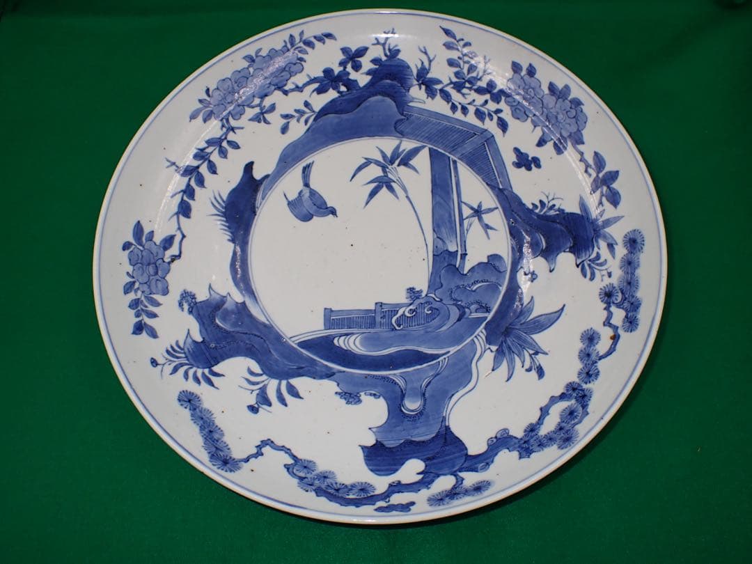 【完品】骨董品 古伊万里 大皿 藍柿 藍九谷