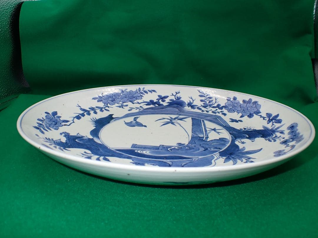 【完品】骨董品 古伊万里 大皿 藍柿 藍九谷