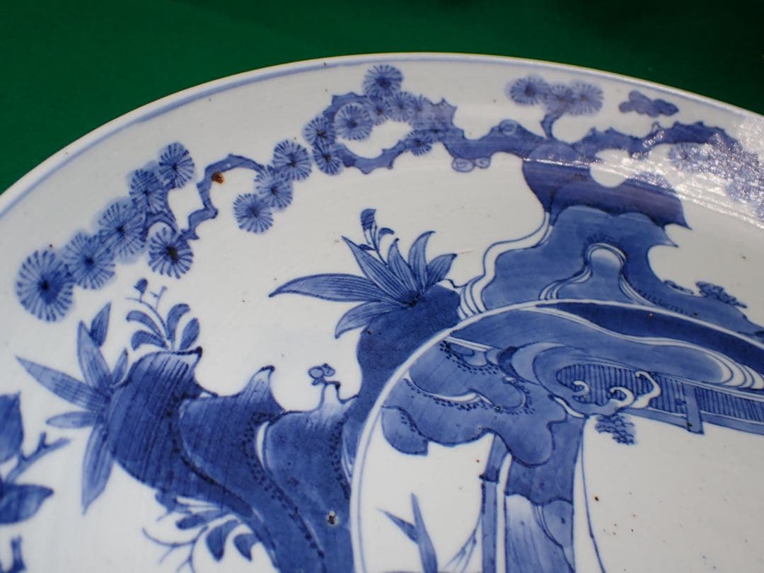 【完品】骨董品 古伊万里 大皿 藍柿 藍九谷