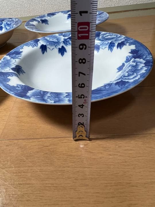 618 深川製磁　藍牡丹　深皿　4客　未使用