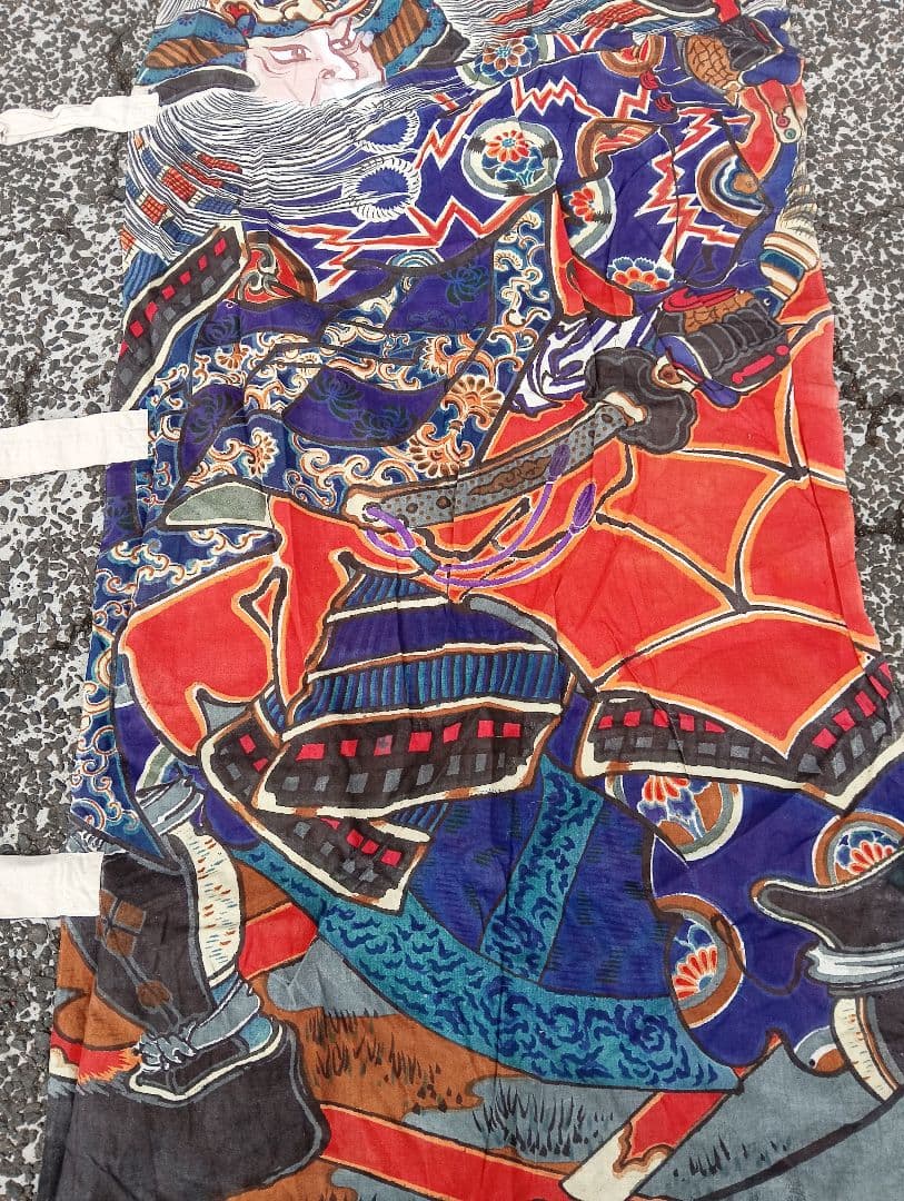 ミ*ミ様 武者絵　武将　侍のぼり旗　戦国時代　着物　綿　江戸　明治　手書き　古布