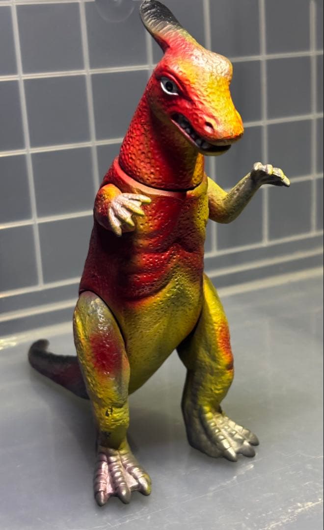 当時物 マルシン 大恐竜シリーズ サウロロプス 大サイズ ソフビ　約19cm