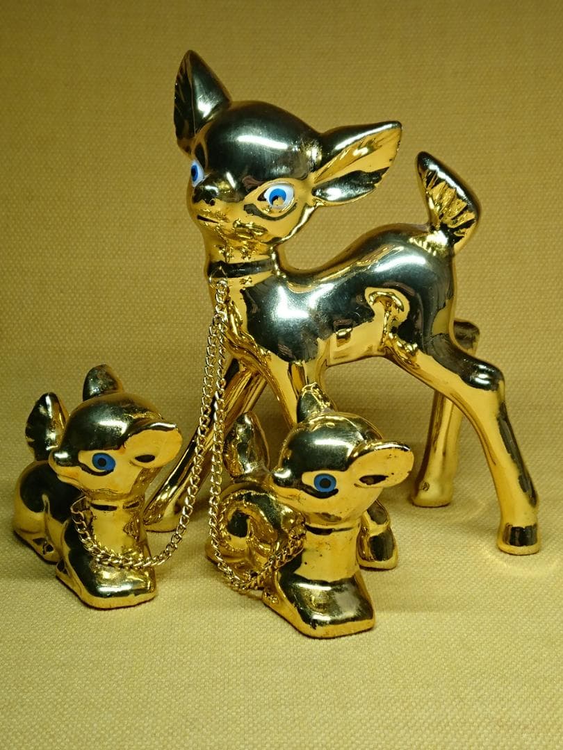 【美品】バンビ　シカ　鹿　陶器　置物　インテリア　工芸品　美術品　A2580