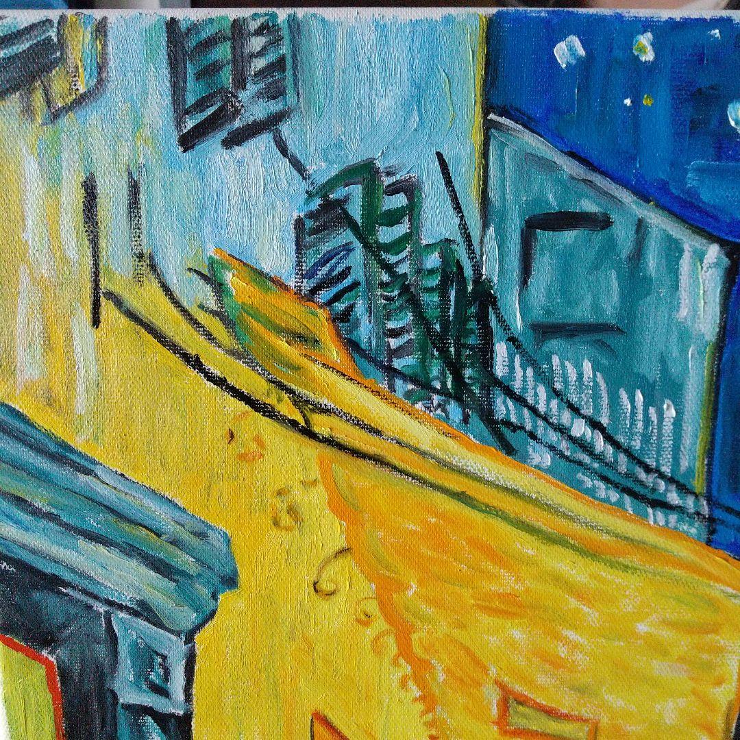 油絵 ゴッホ 夜のカフェテラス 模写 8号 F8 油彩画