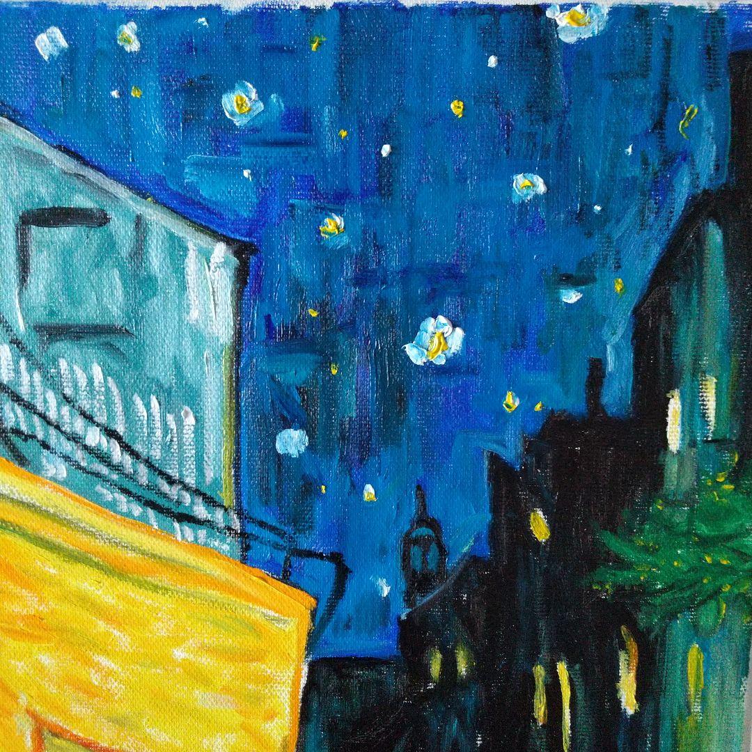 油絵 ゴッホ 夜のカフェテラス 模写 8号 F8 油彩画