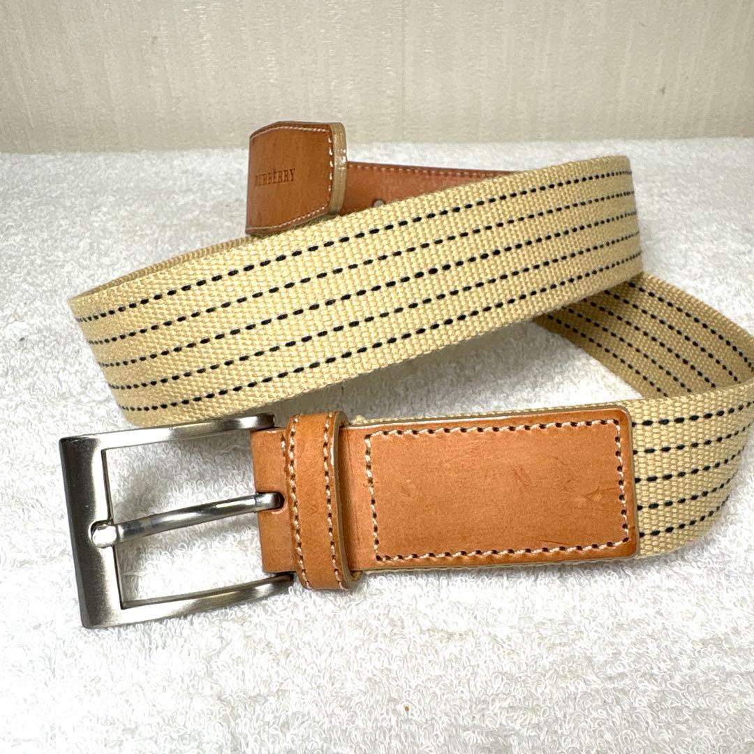 バーバリーロンドン　ベルト　レディース　Burberry レザー　キャンバス　C