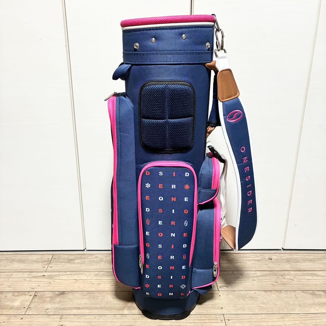 【美品】ONESIDER ゴルフバッグ ネイビー ピンク