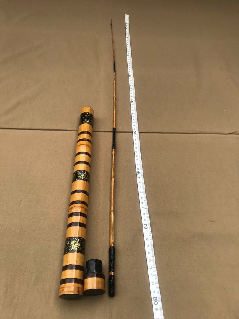 和竹 タナゴ竿　3本紡　ケース付き　カシュウ塗り　手作り品⑥