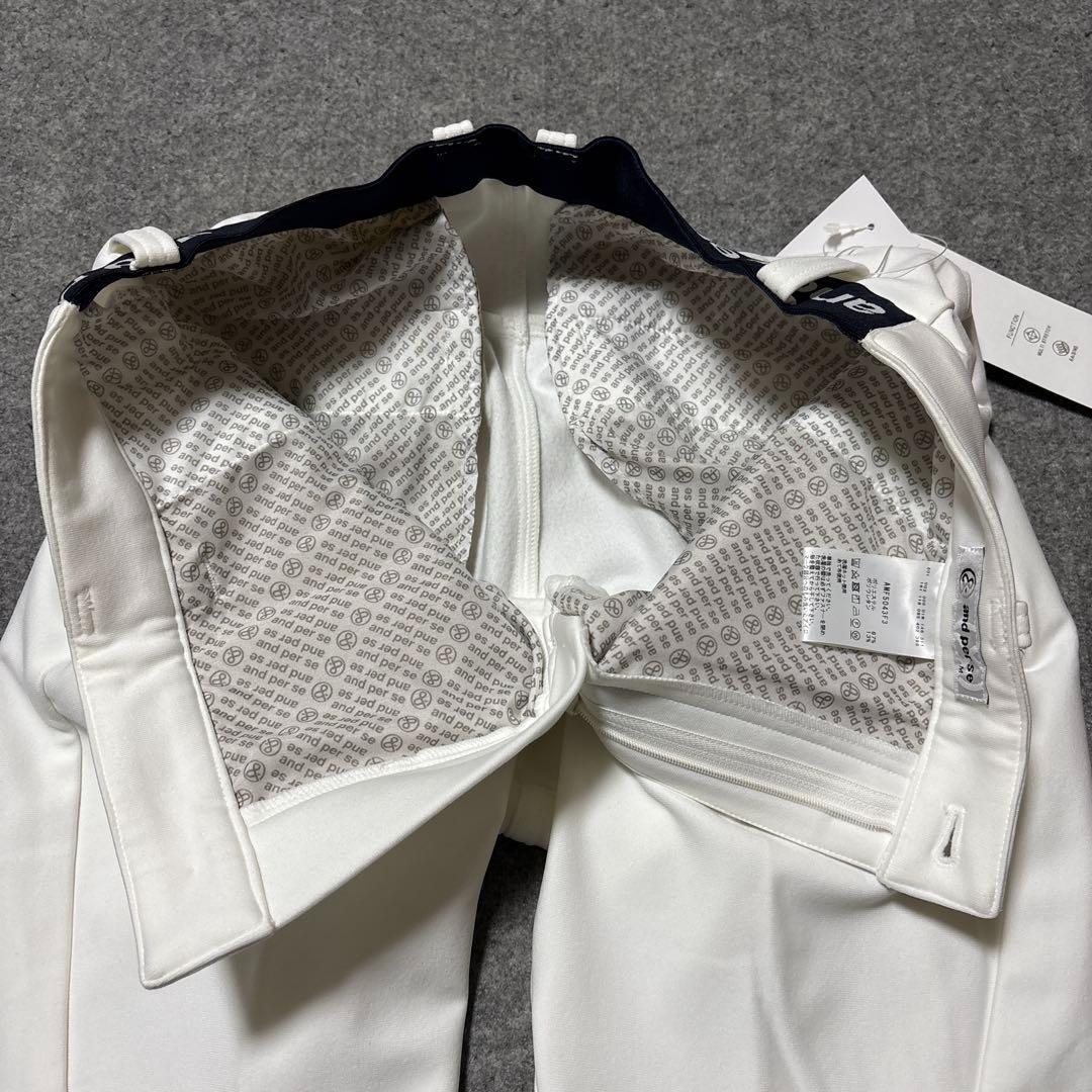 Mサイズ ★新品 アンパスィ ストレッチ ゴルフパンツ 白 AMF5043F3