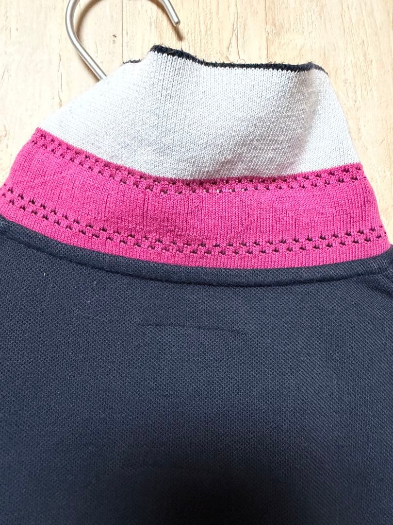 【日本製】マークアンドロナ ポロシャツ スカルワッペン 星刺繍 紺 ピンク M