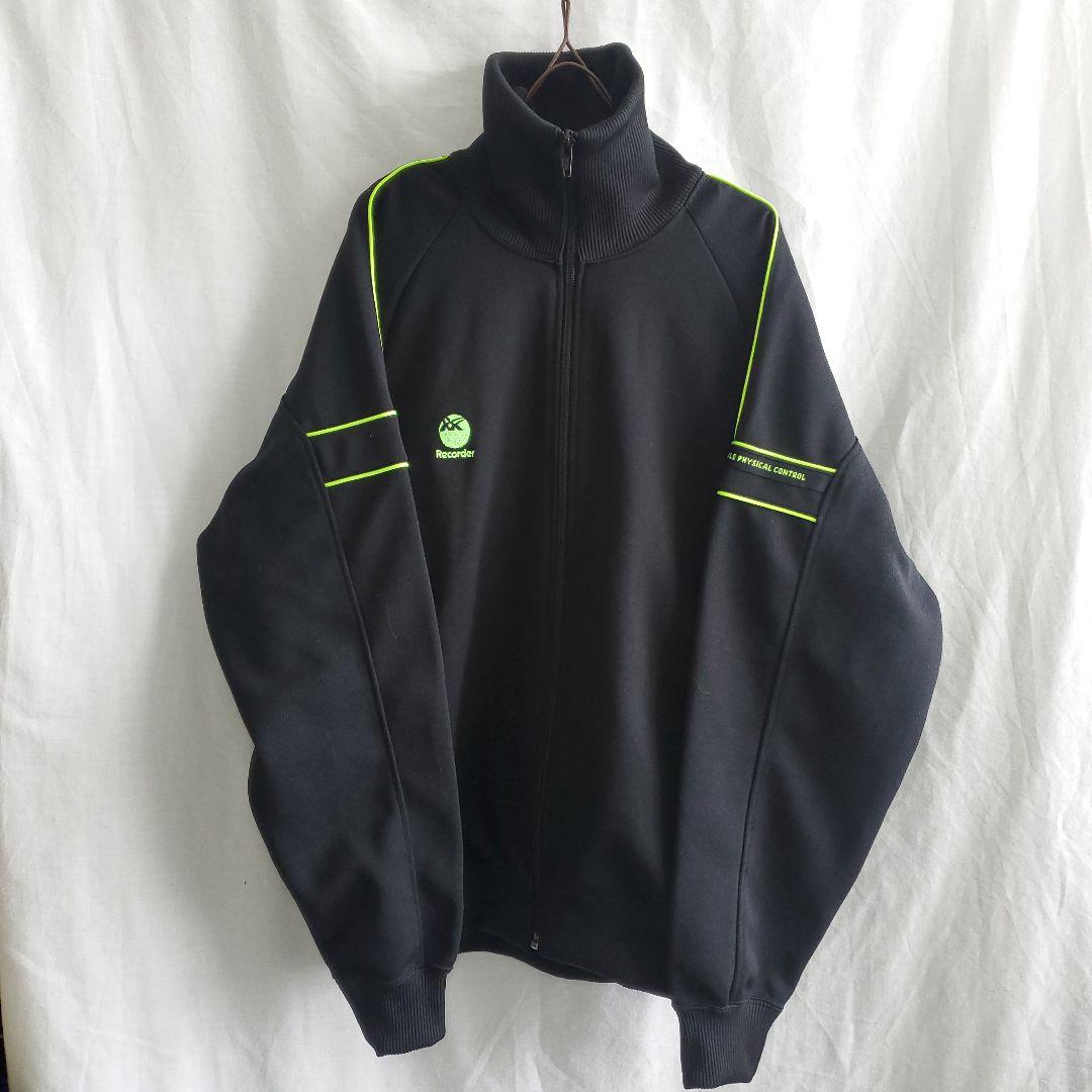 90s ＡＳＩＣＳ ワンポイント レトロ ジャケット ジャージ 上 黒 古着