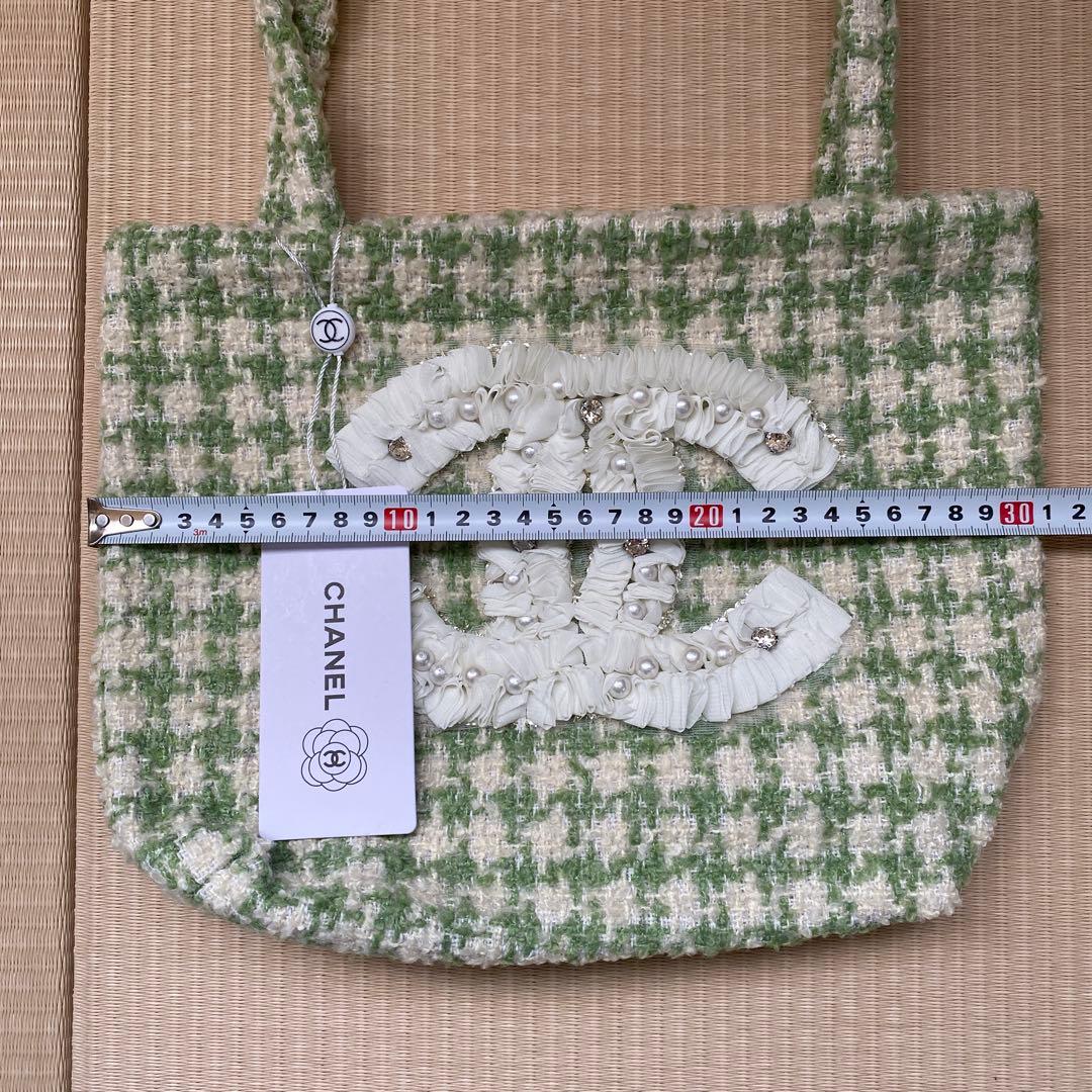 【未使用】シャネル ノベルティ ツイード トートバッグ グリーン