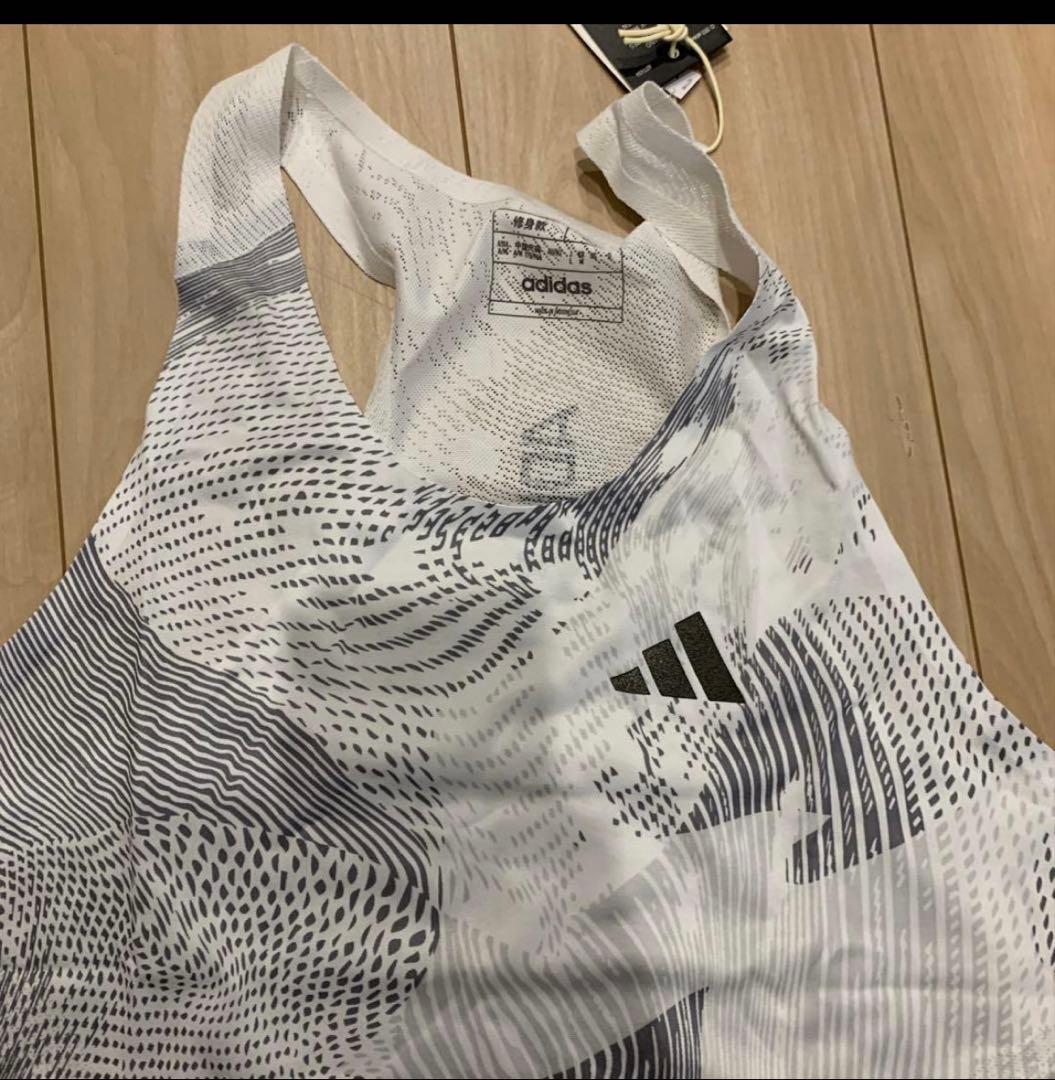 adidas ADIZERO メンズランニングシャツM ホワイト/グレー