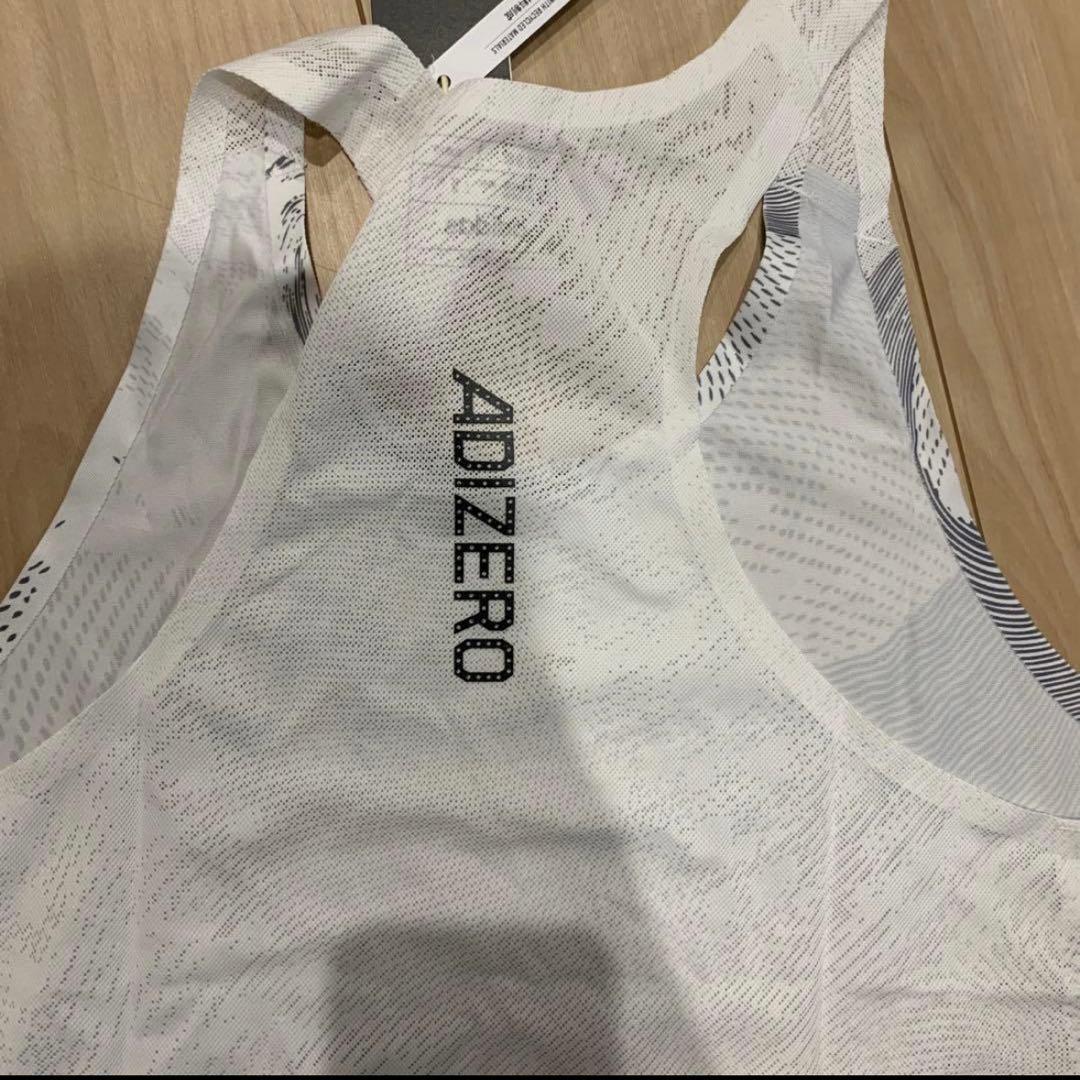 adidas ADIZERO メンズランニングシャツM ホワイト/グレー