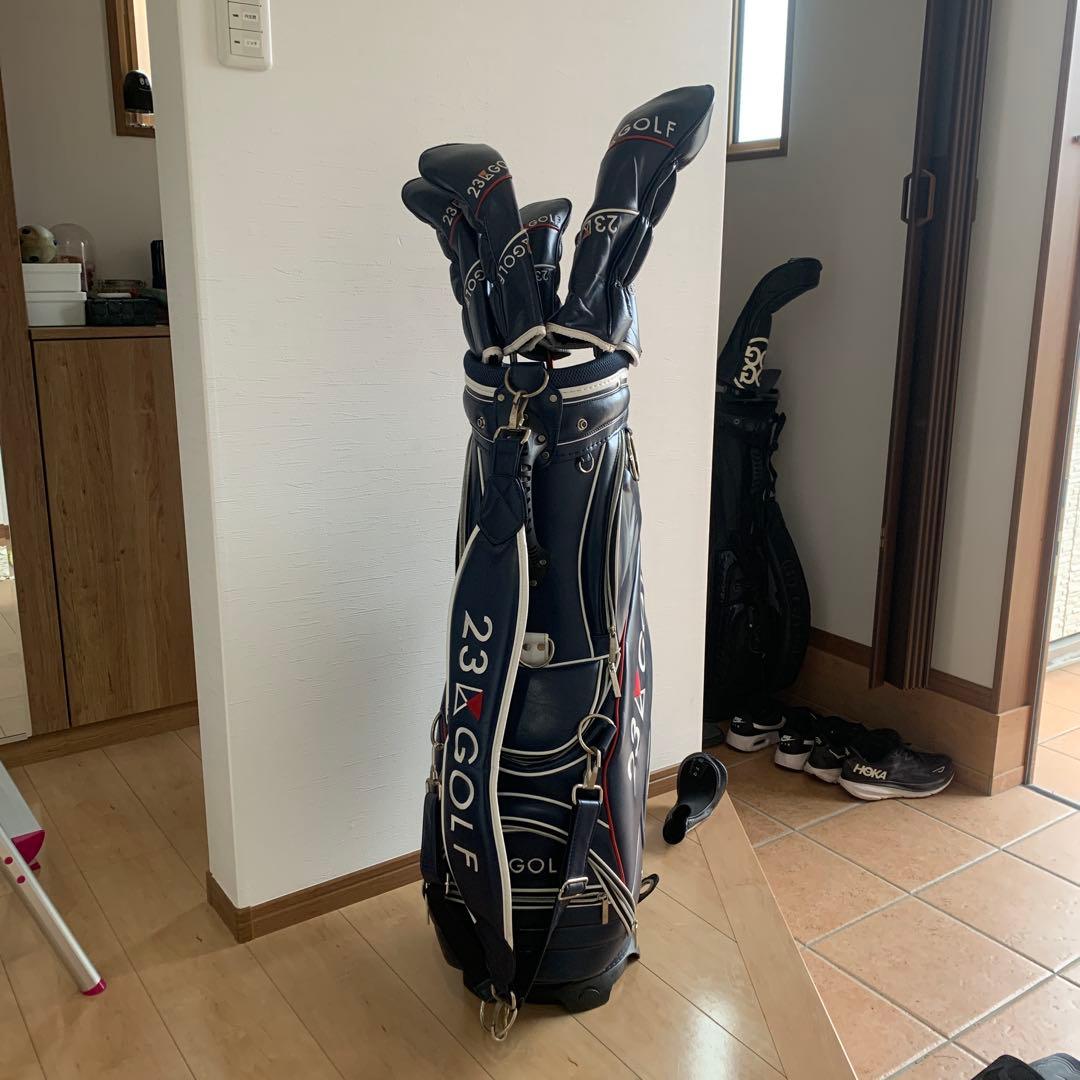 23GOLF キャディバッグ ネイビー3点式ヘッドカバー5点セット