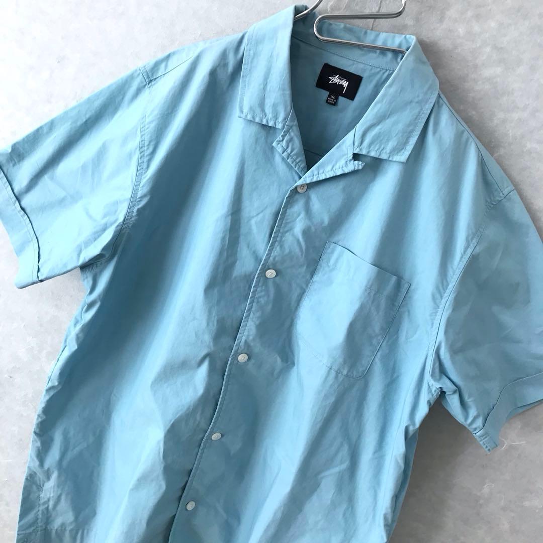STUSSY シャーク ボーリングシャツ 美品 希少 ブルー ＸＬ