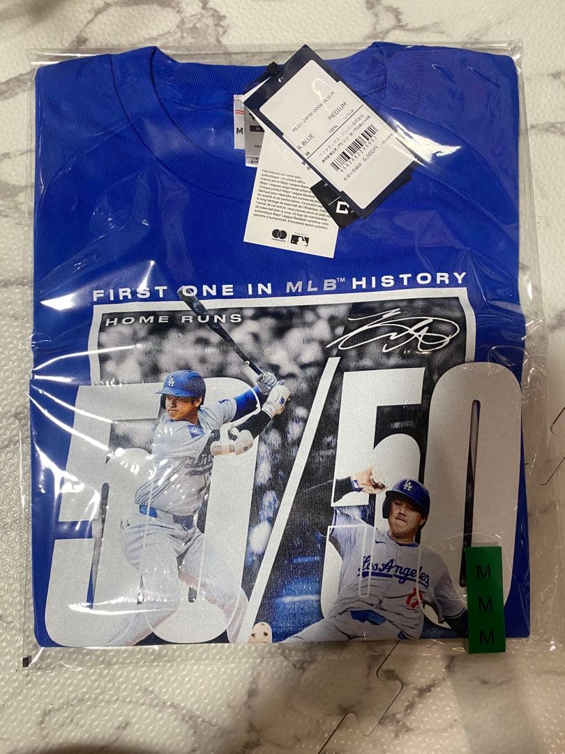 大谷翔平　50/50クラブ記念Tシャツ Mサイズ 青　新品