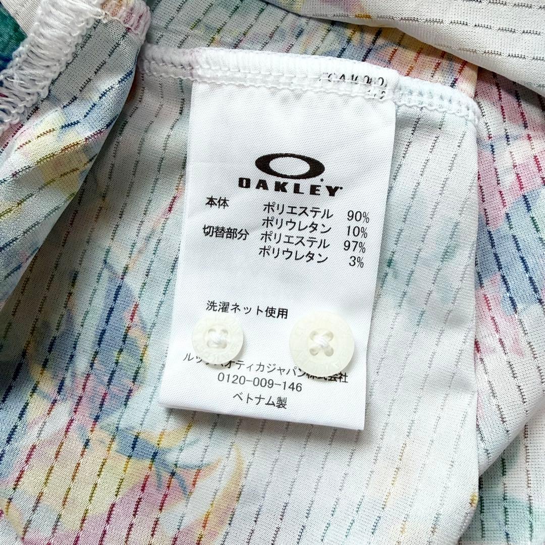 新品 タグ付 オークリー スカル ゴルフ ポロシャツ 花柄 総柄 メッシュ L
