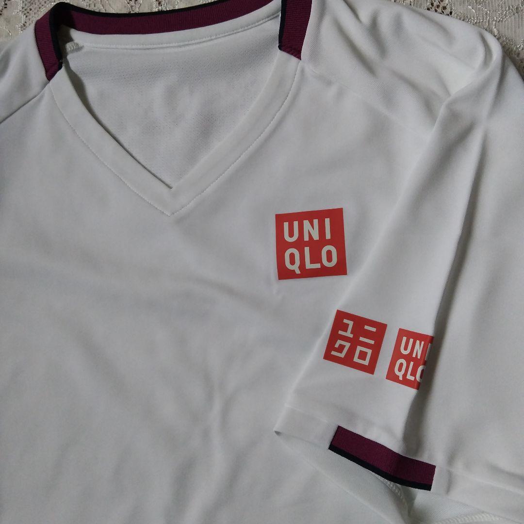 新品未使用UNIQLO フェデラーモデルホワイト Vネック Tシャツ M