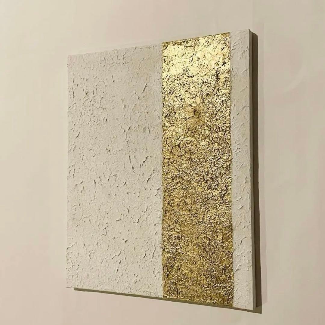白と金の抽象画｜現代アート　絵画　壁掛け　シンプル　北欧　原画　ストリートアート