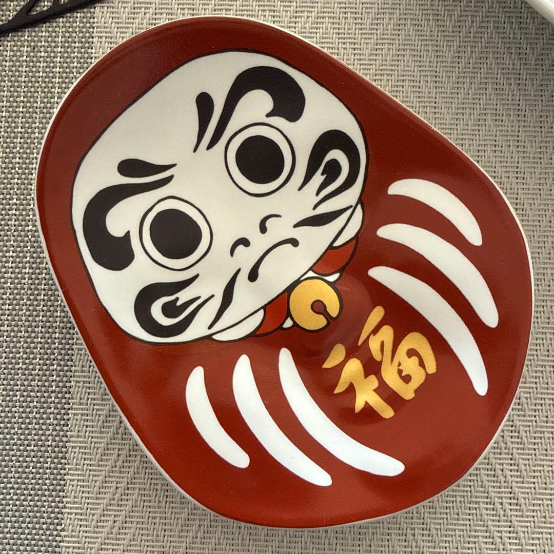 【新品】幸楽窯　おふくさん大皿と小皿【おふくさん　だるま】3枚セット有田焼　節分