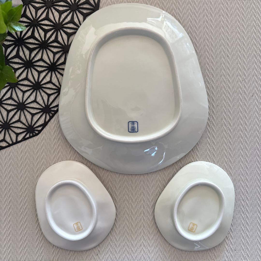 【新品】幸楽窯　おふくさん大皿と小皿【おふくさん　だるま】3枚セット有田焼　節分