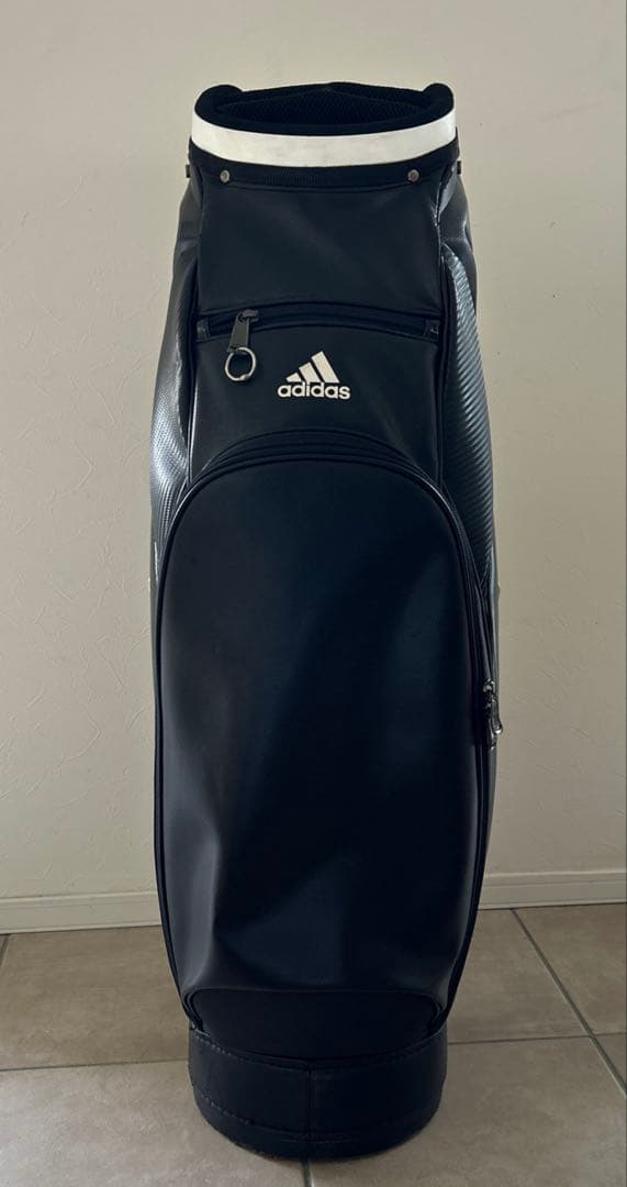 adidas キャディバッグ 黒白 ストライプデザイン