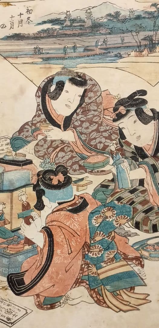 浮世絵版画、四季の詠おさな遊、渓斎英泉画、文政頃（1818～1829)出版