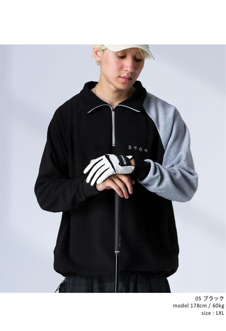 完売品＊ANTIQUA GOLF × STCH＊ロゴ入りフリーストップス 黒