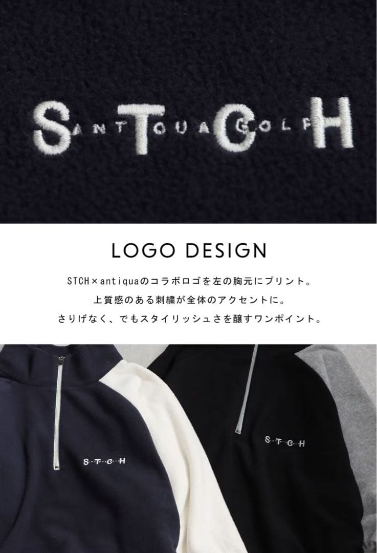 完売品＊ANTIQUA GOLF × STCH＊ロゴ入りフリーストップス 黒