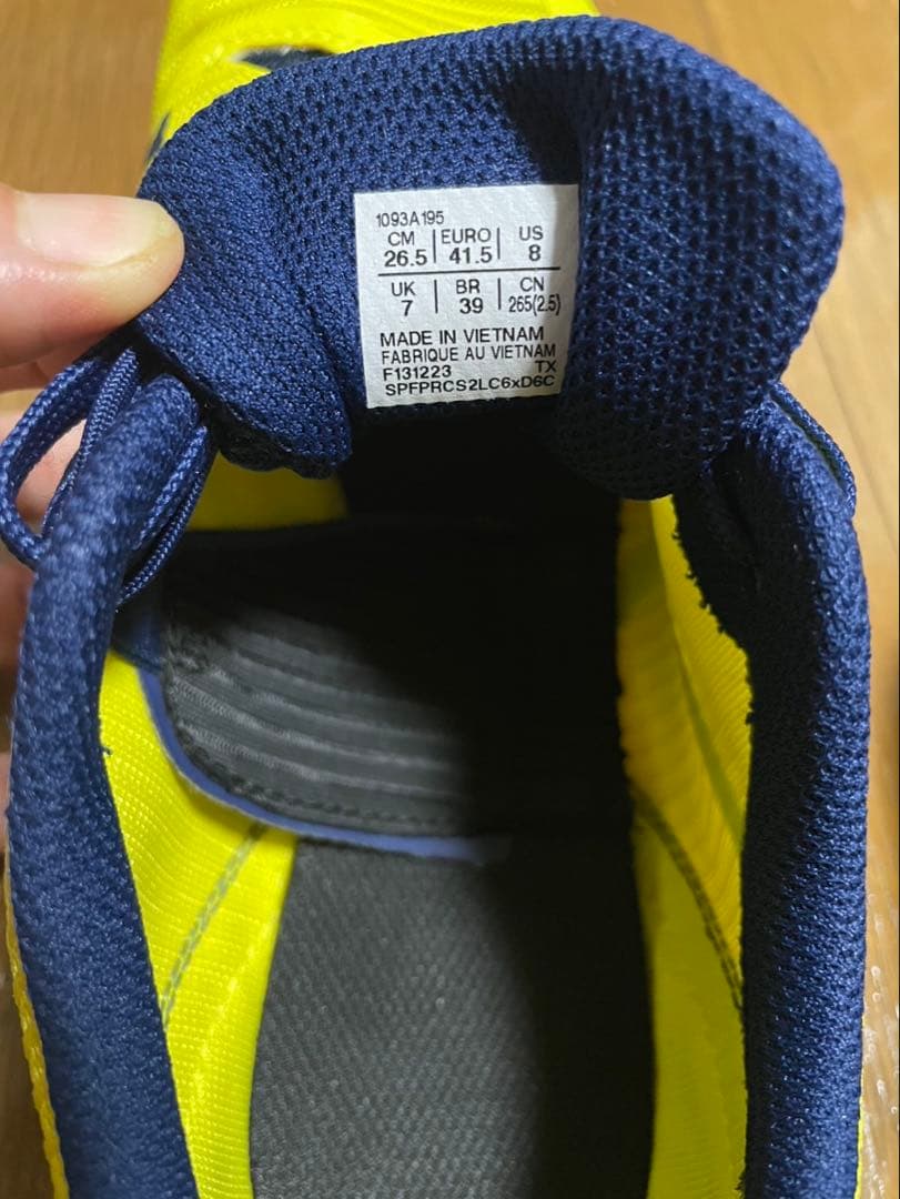 asics スパイクシューズ イエロー/ネイビー 26.5