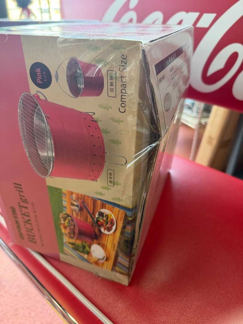 CAPTAIN STAG BUCKET grill ピンク　箱に潰れあり