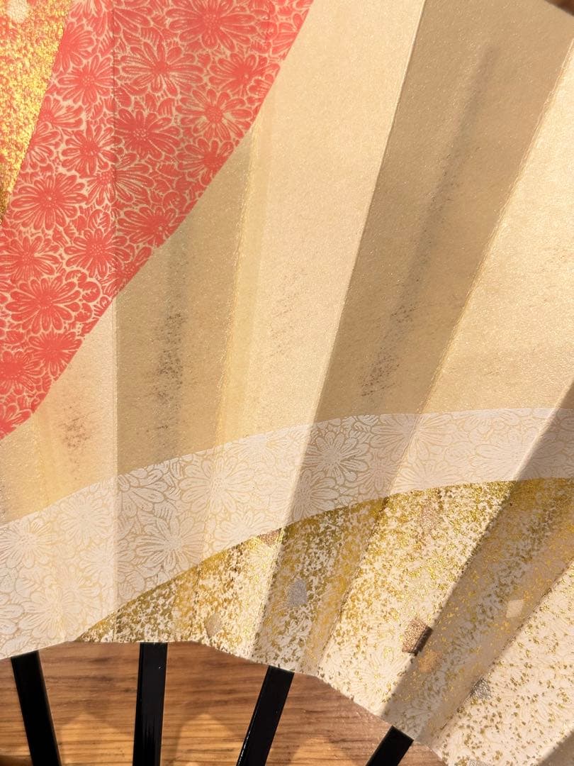 ⑫【美品】日本舞踊　踊り　練習　舞台　扇子舞扇（クリーム色、ゴールド、ピンク）