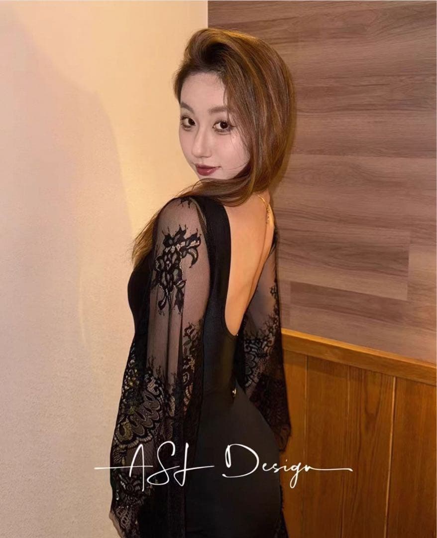 ASH Design 黒のレースレオタード　Lサイズ